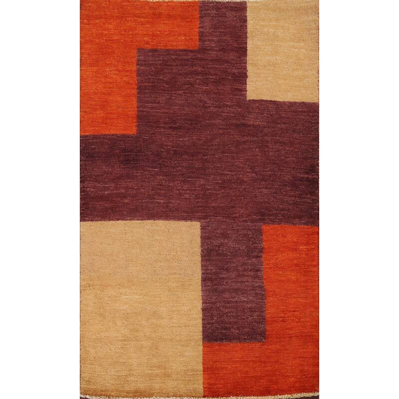 Contemporary Gabbeh Kashkoli Area Rug Wool Hand-knotted Office Carpet - 3'0" x 5'1"