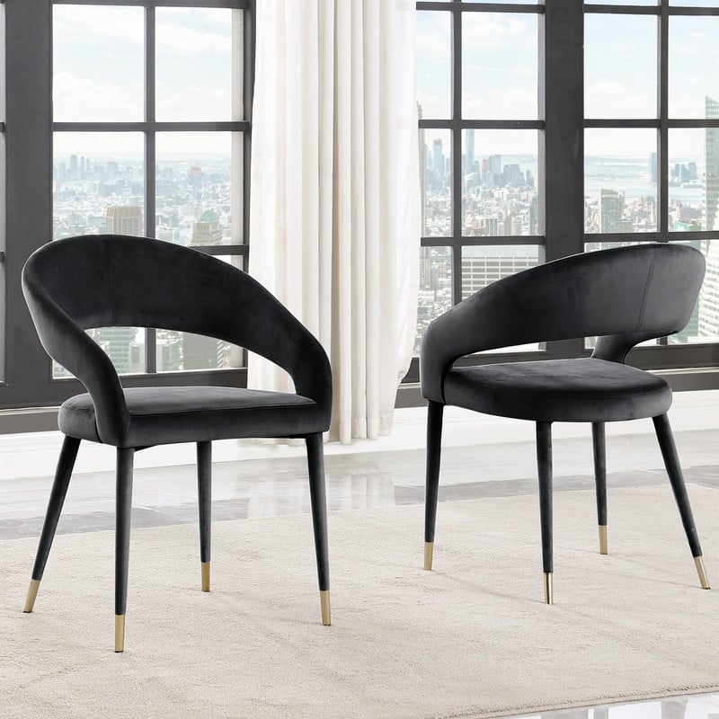 Best Master Furniture Ellis Contemporary Velvet Upholstered Dining Chair with Gold Accent (Set of 2)