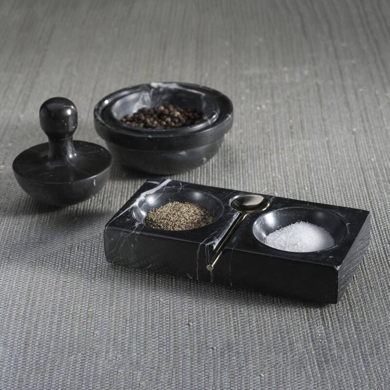 Marmora Marble Salt & Pepper Dish with Spoon