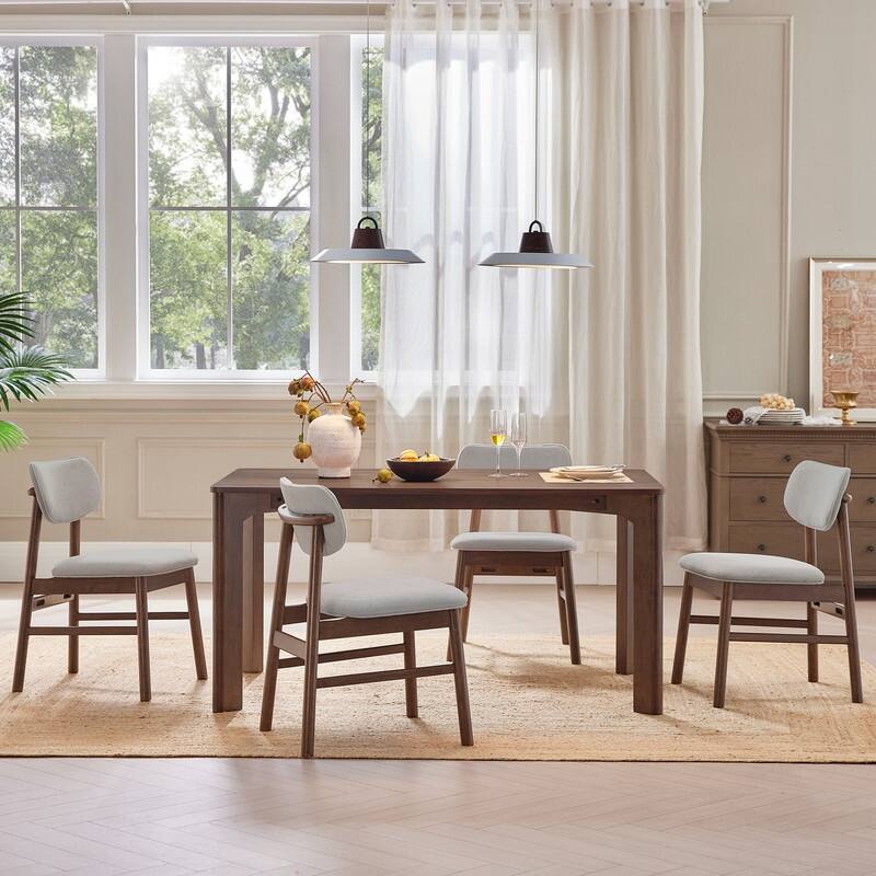 Spruce & Spring 5-Piece Modern Rectangle Dining Table Set with Upholstered Dining Chairs