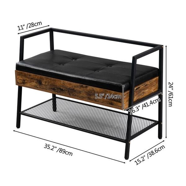 Open Bottom Bench Wood Storage Ottoman Bench with Open Bottom and Faux-Leather - Bed Bath ...