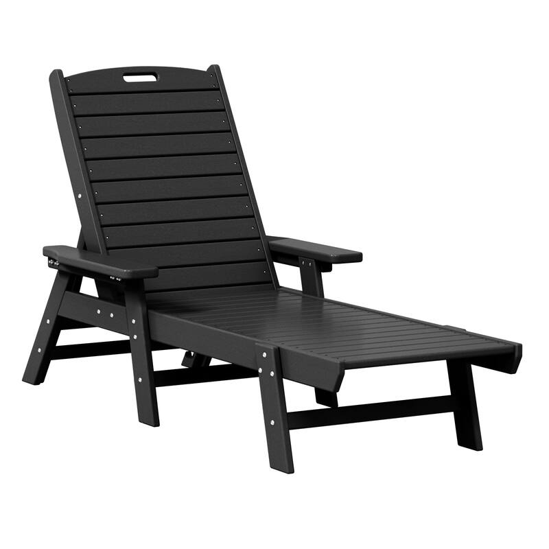 Laguna Hdpe All Weather Outdoor Patio Pool Reclining Chaise Lounge - Black