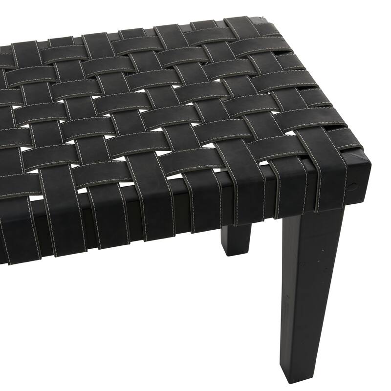 Wood Woven Bench - Black or Brown - Roche River Decor