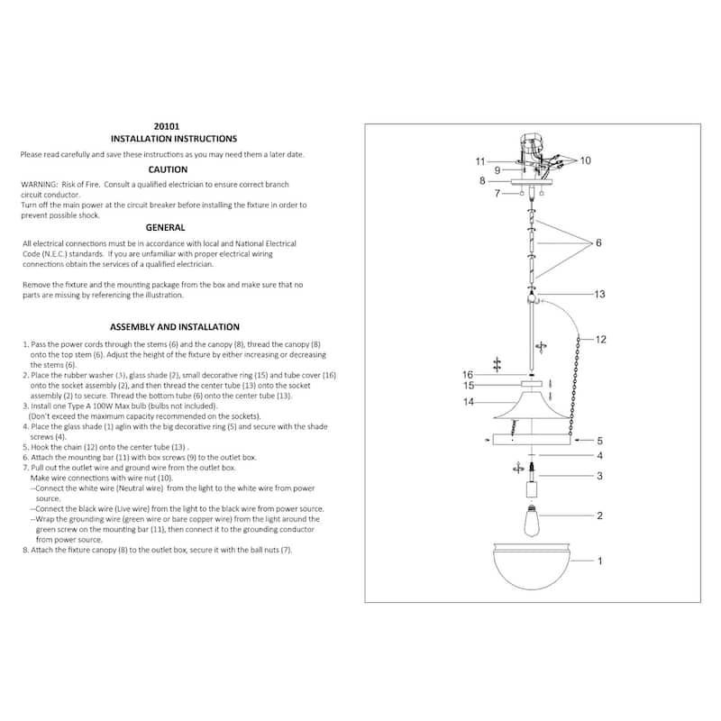 Millennium Lighting Clarra 1 Light Pendant Fixture