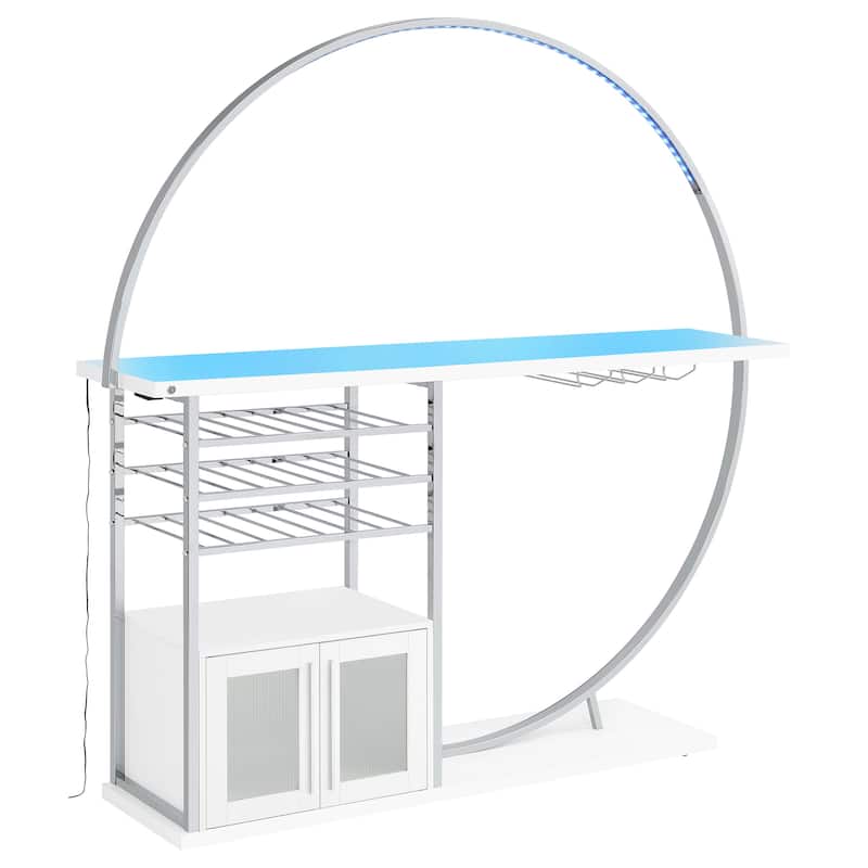 Risley 2-door Circular LED Home Bar with Wine Storage