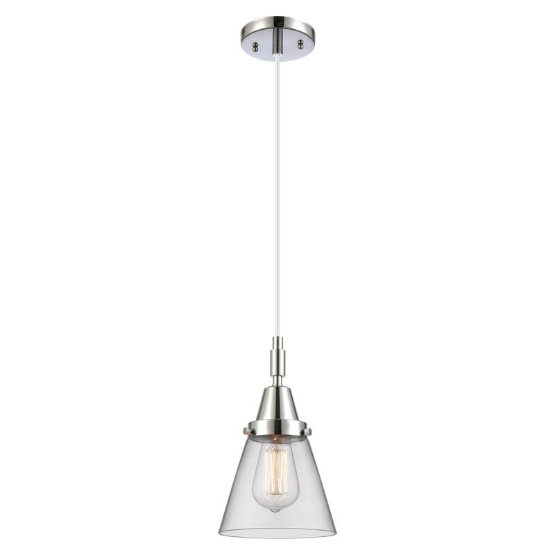 Innovations Lighting Downtown Urban - Caden Cone - 1 Light 6" Cord Hung Mini Pendant - Polished Chrome/Clear Shade