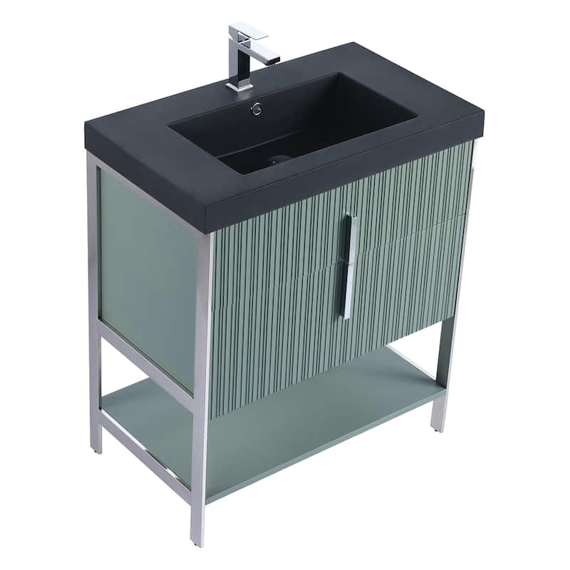 Fine Fixtures Serenity Modern Bathroom Vanity with Black Gel Acrylic Top