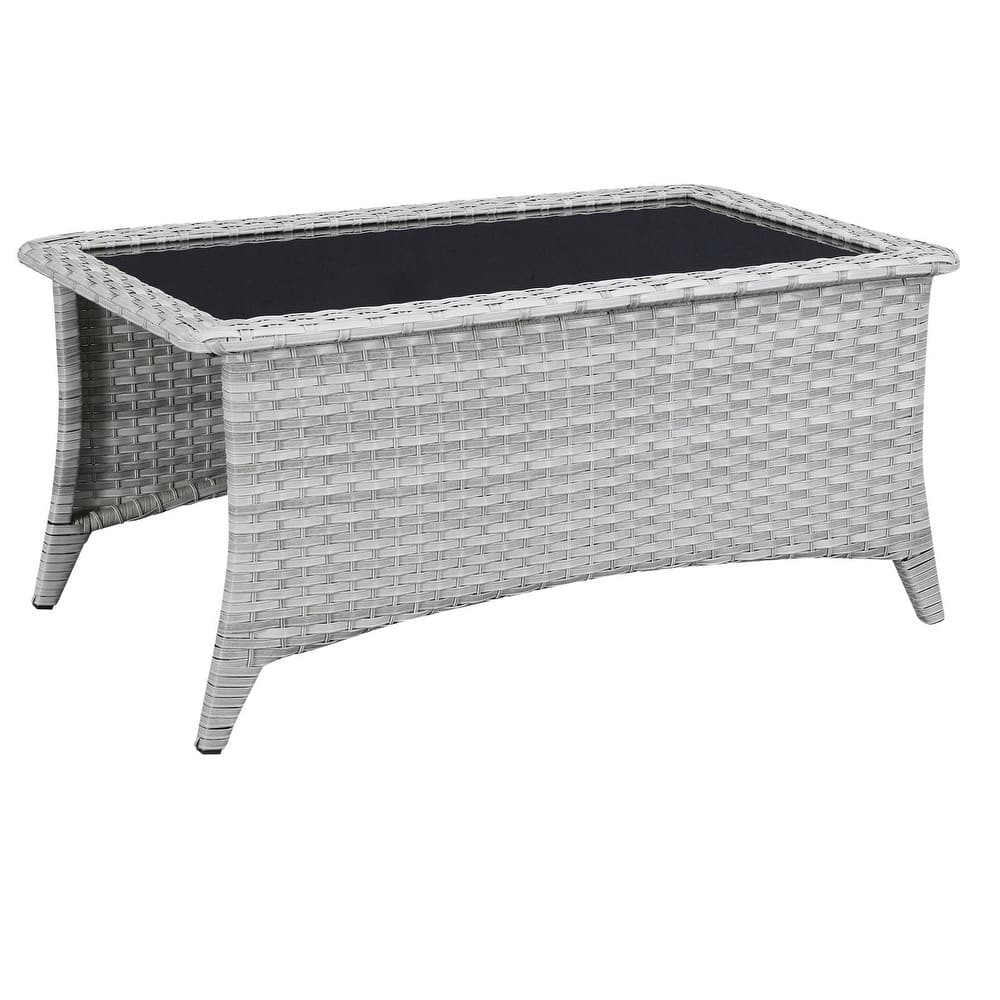 Pocassy Outdoor Patio Wicker Coffee Table-Rectangle - 46.5X28.5X21