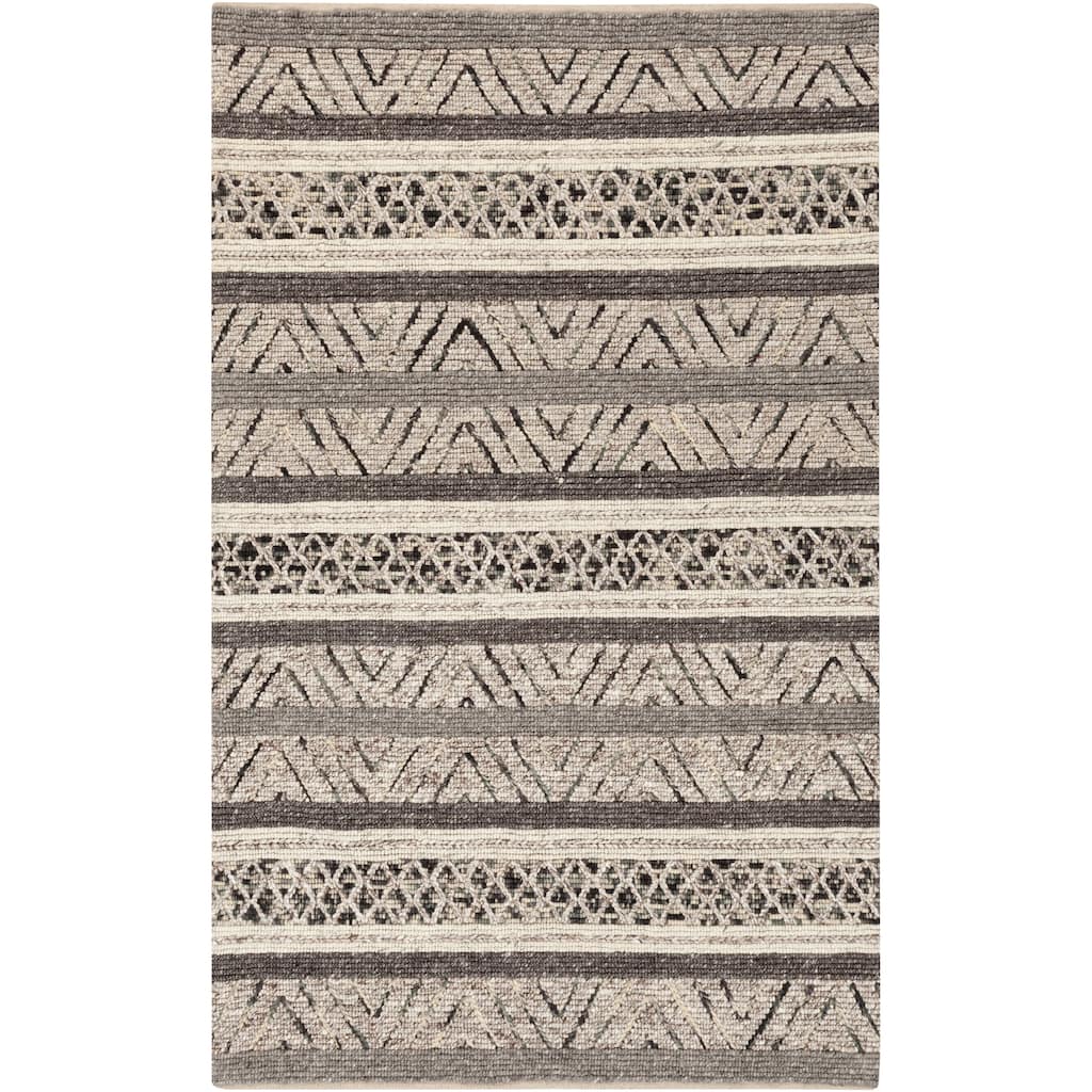 Hand-Woven Roger Chevron Wool Area Rug - 6' x 9'