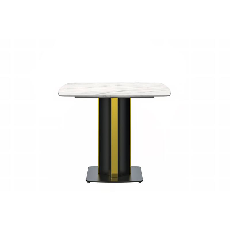 Sylva Dining Table Rectangular Tabletop in Gold Pedestal Base
