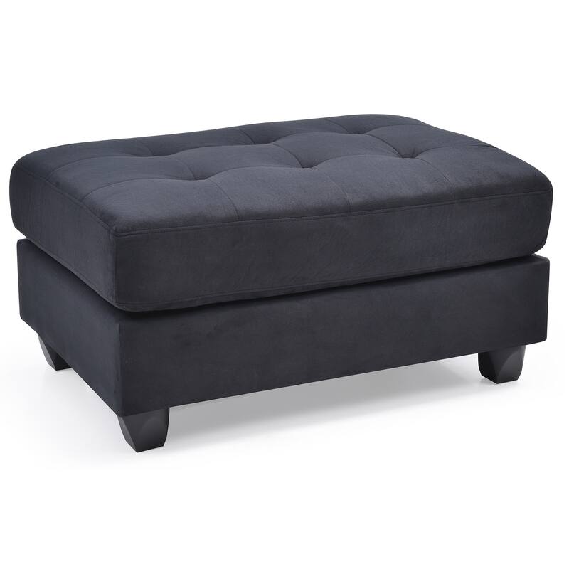 Upholstered Tufted Ottoman - 38" - Black
