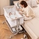 preview thumbnail 3 of 1, Baby Bassinet Bedside Sleeper with 6-Level Adjustable Height - 34.5" x 25" x 33.5" (L x W x H) Beige