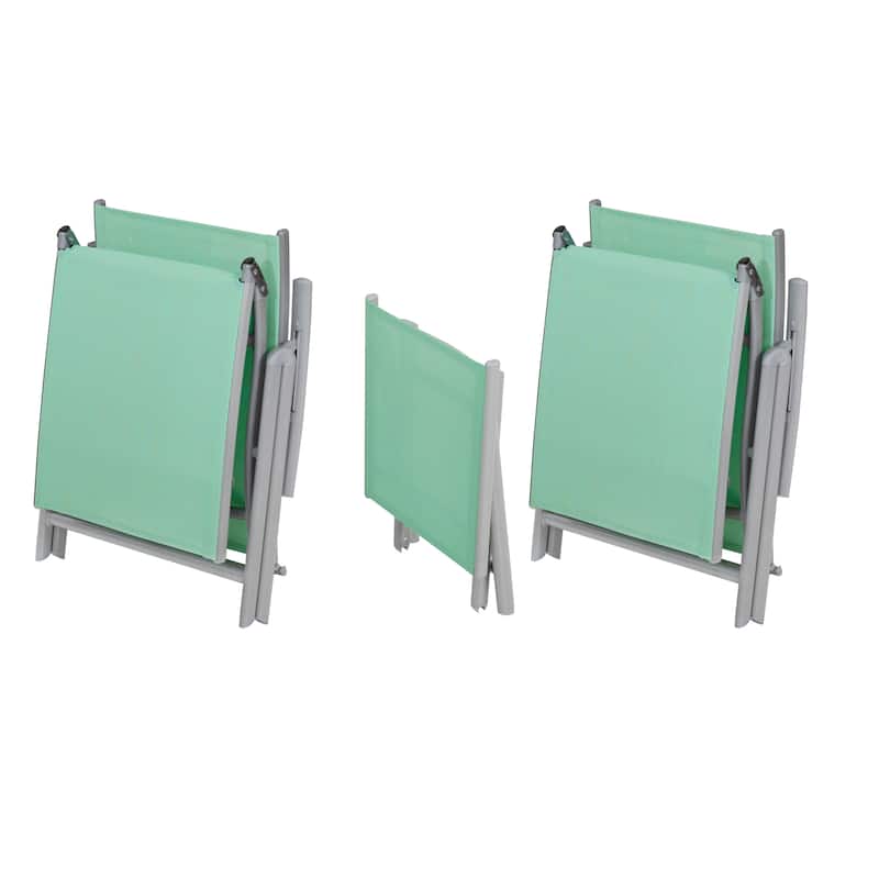Pellebant Outdoor Adjustable Chaise Lounge Folding Chair and Table Set - N/A