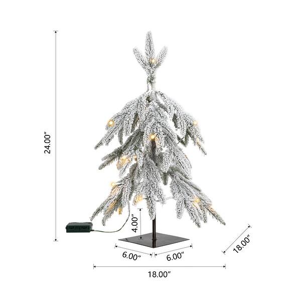 Glitzhome 3ft PreLit Flocked Pine Artificial Christmas Tree With
