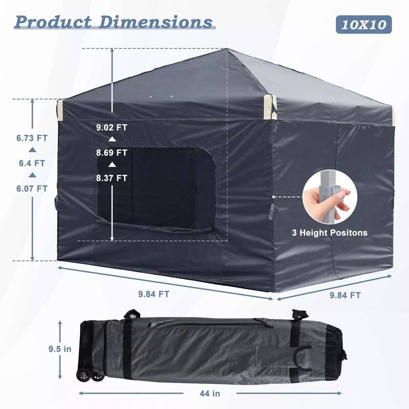 Aoodor 10x10 FT Pop-Up Canopy Tent with Roller Bag and Curtain