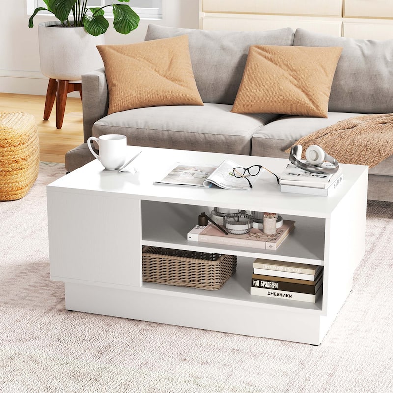 Costway 34" Long Rectangle Center Table Coffee Table with 2-Tier Open - See Details