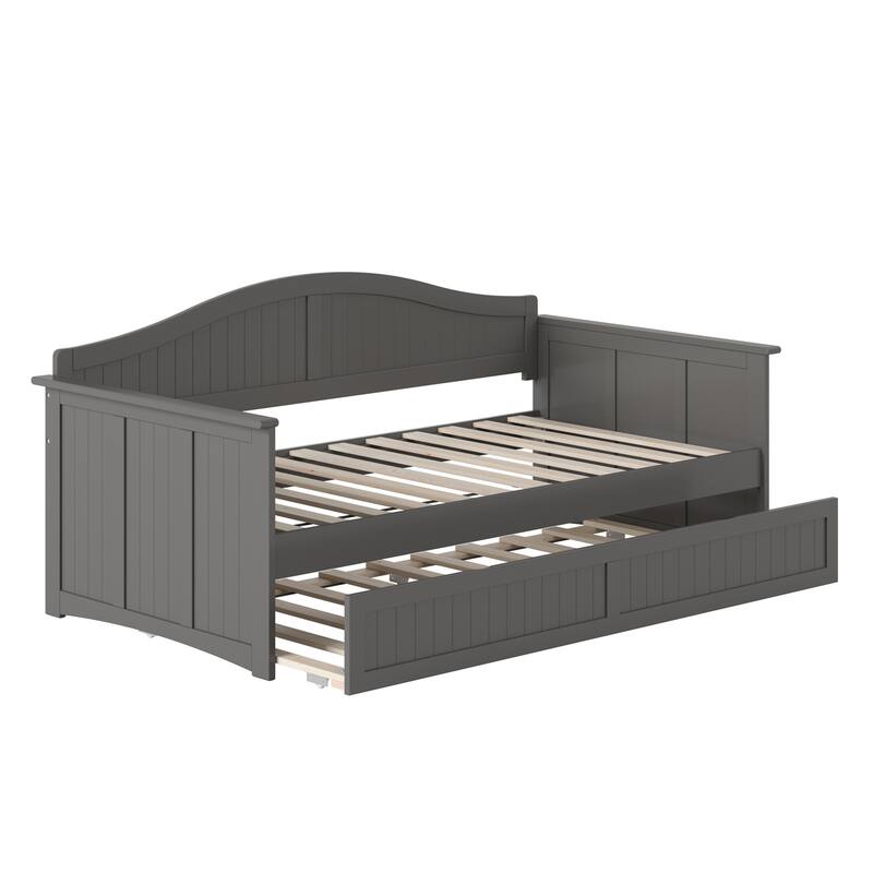 Twin Daybed with Trundle - Grey Wood Daybed