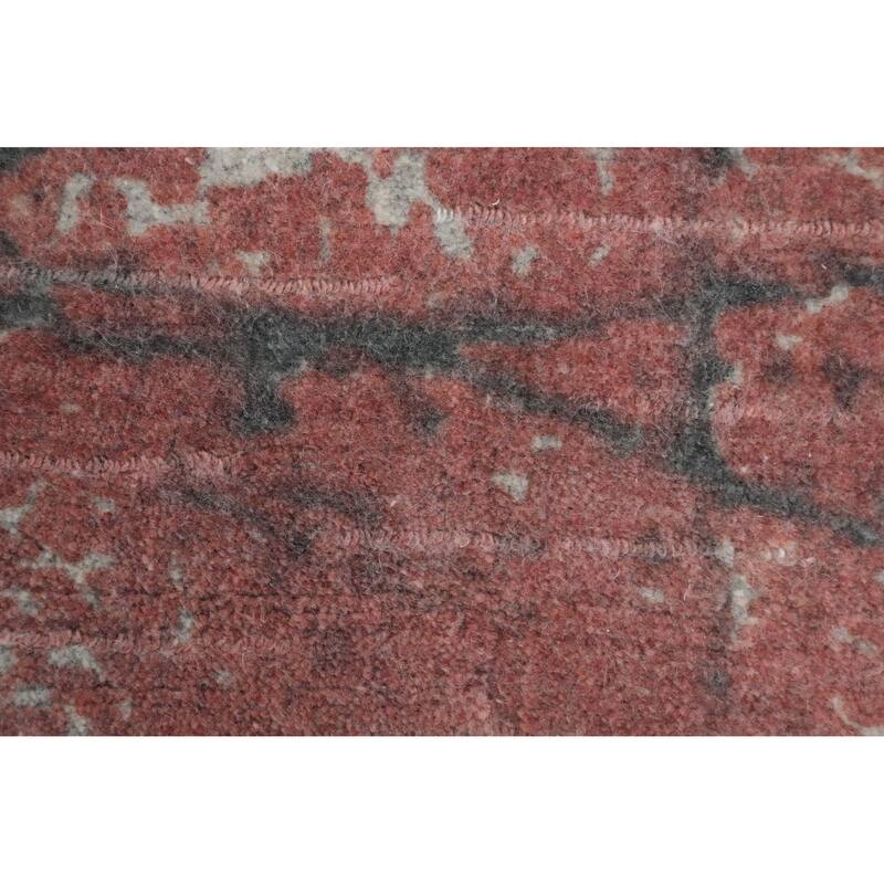 Hand Knotted Oriental Viscose Silk Carpet Modern All-Over Oranges & Rust Abstract Runner Rug - 4' 7'' X 2' 4''