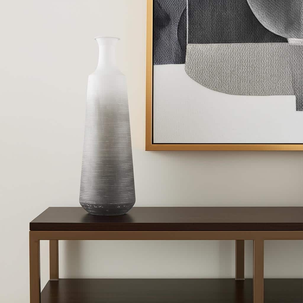 24" Gray And White Ombre Metal Table Vase - 7.87