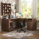 preview thumbnail 64 of 70, Modern Farmhouse L-Shape Desk with File Cabinet and Drawers, Homer Office Executive Desk with Charge Station