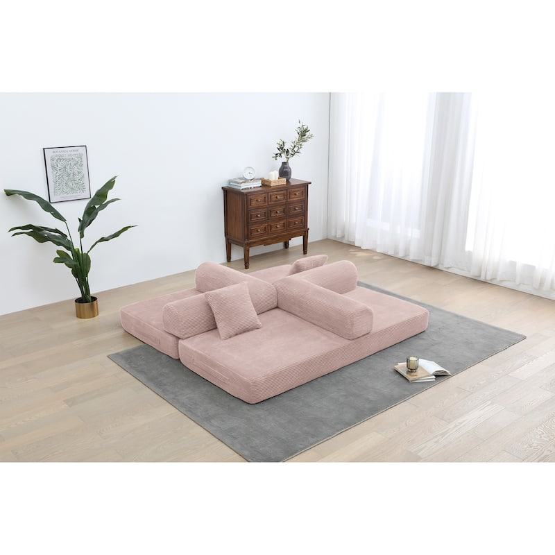 Twilight 2 - Piece Convertible Sleeper Sofa Bed, Corduroy Folding Mattress Couch with Fixed-Shape Framefor Cozy Living Spaces