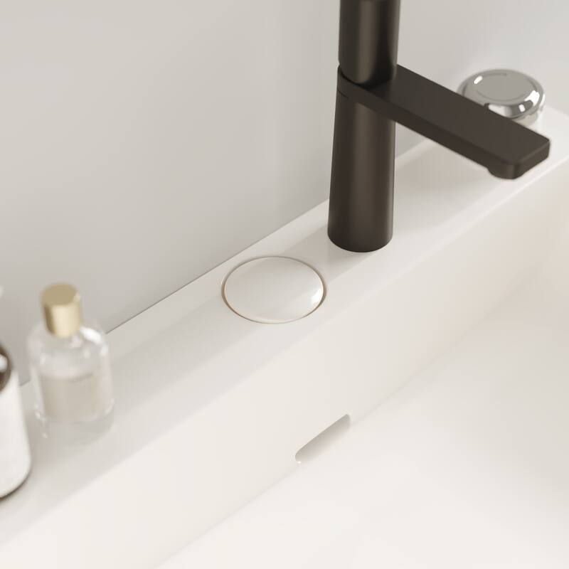 24" Bathroom Vanity Set with Ceramic Basin and Storage Shelves (No Faucet)