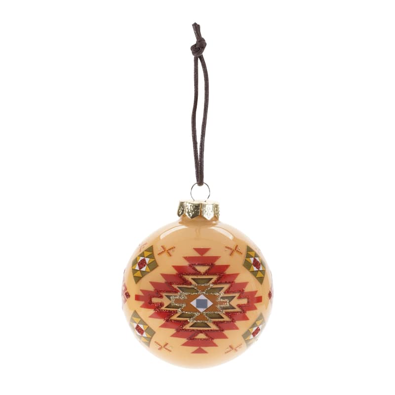 Set of 6 Western Style Christmas Tree Glass Ball Ornaments - 3.5" x 3.5" x 4"