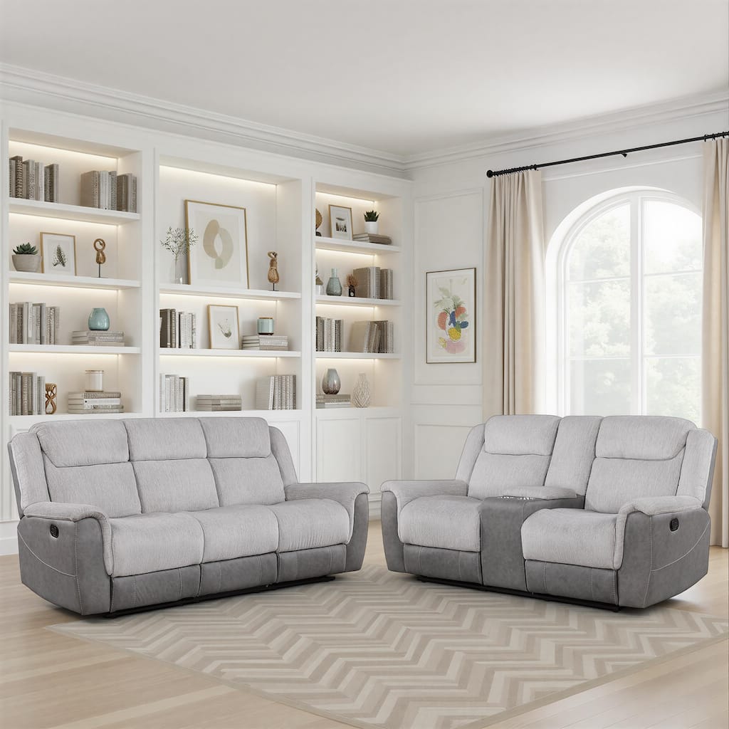 Nadalia Dual Fabric 2-Piece Manual Reclining Living Room Sofa Set