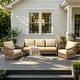 preview thumbnail 14 of 81, Rope Woven Patio Conversation Set with Swivel Chair & Settee Cushions