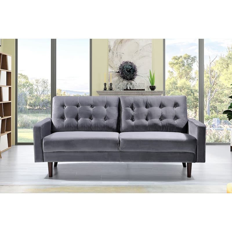 Carson Carrington Ingalund Velvet Tufted Sofa - Grey