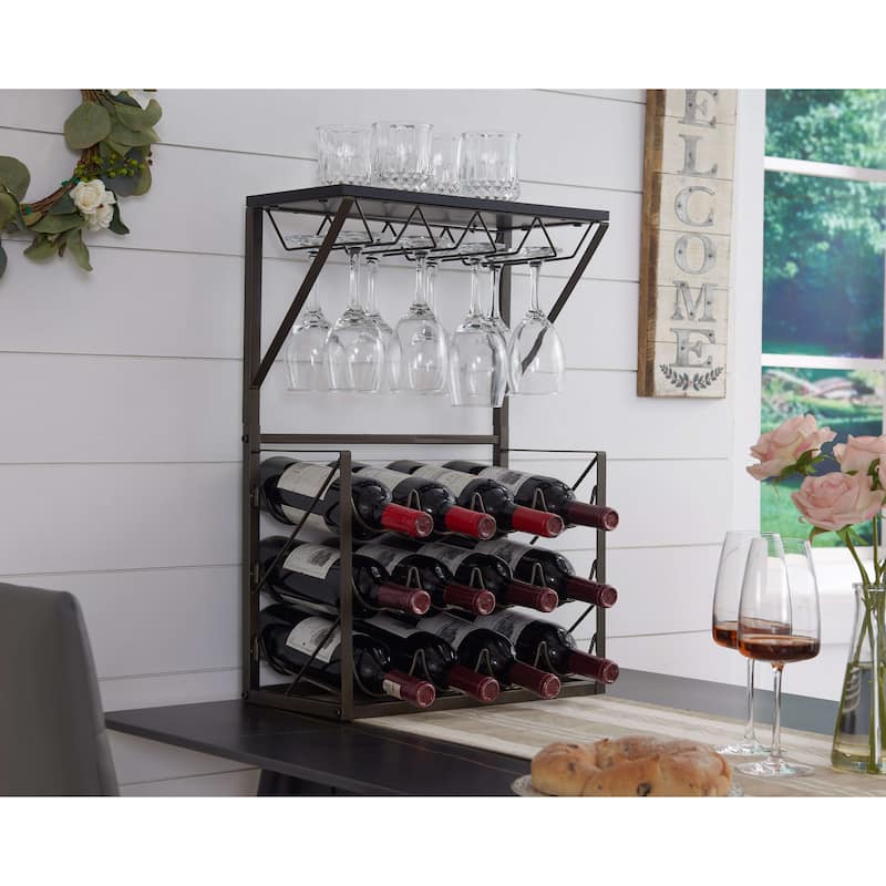 Countertop Wine Bottle & Glass Rack, Pewter/Marble Bed Bath & Beyond
