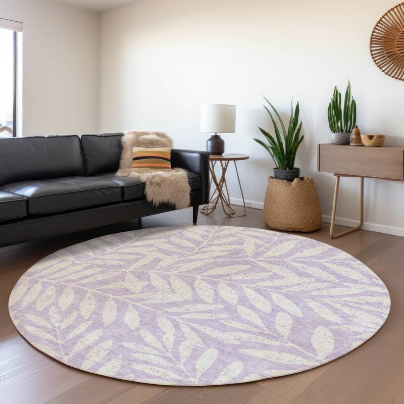 Premium Washable Super Soft Floral Jungle Mayfield Rug - Lavender - 8' x 8'