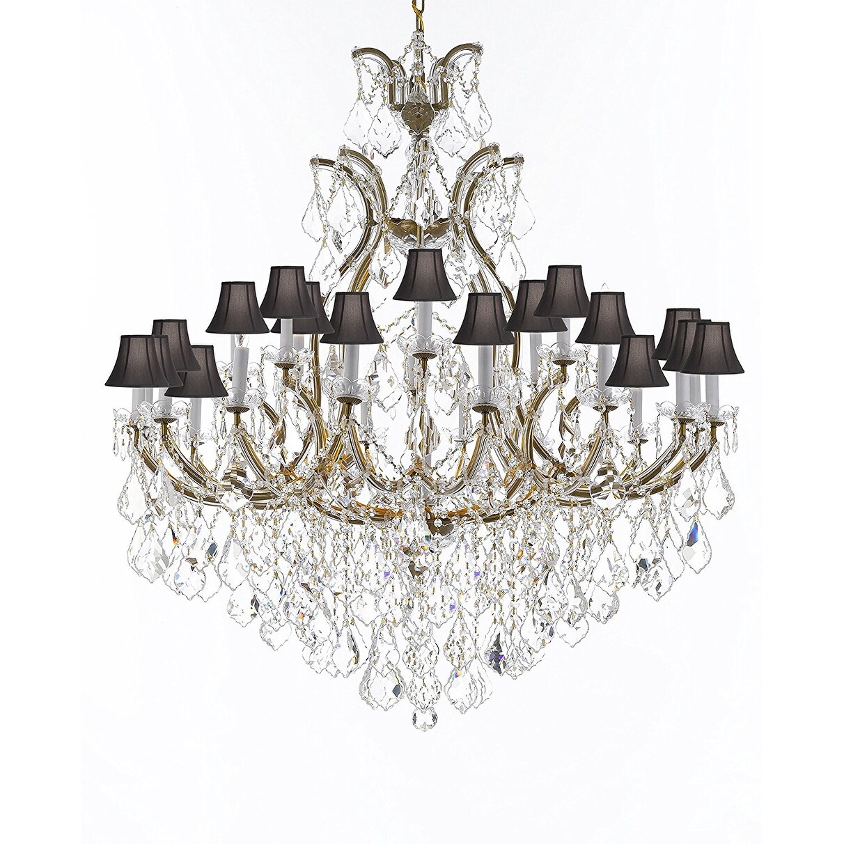 Swarovski Crystal Trimmed Chandelier Lighting Dressed with Large, Luxe Crystals and Black Shades - Chandeliers For Bedrooms by Overstock.com