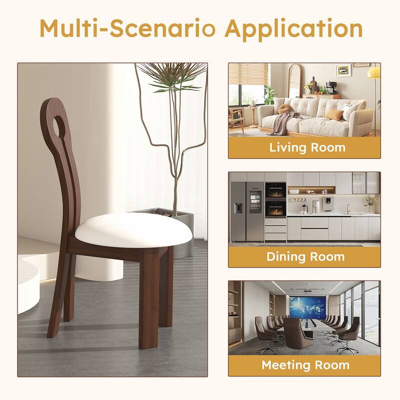 2PCS Wood Dining Chairs With PU Seat