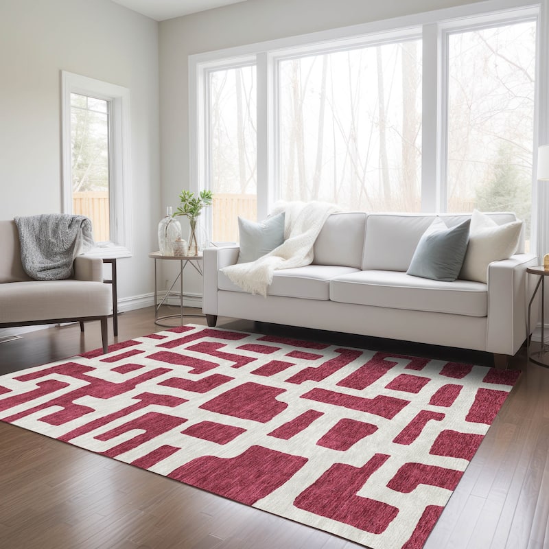 Machine Washable Indoor/ Outdoor Chantille Contemporary Geo Rug