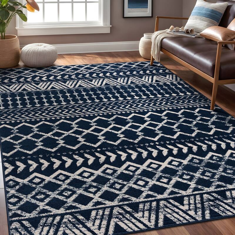 Beverly Rug Diamond Moroccan Bohemian Trellis Indoor Area Rug