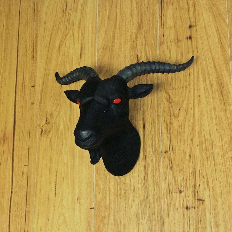 Zeckos 16 Inch Black Resin Baphomet Goat Head Bust Wall Sculpture