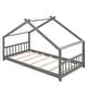 preview thumbnail 1 of 27, Twin House Canopy Bed with Vintage Headboard - Fun Kids' Bed Gray