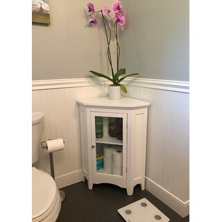 Classique White Corner Floor Cabinet by Elegant Home Fashions