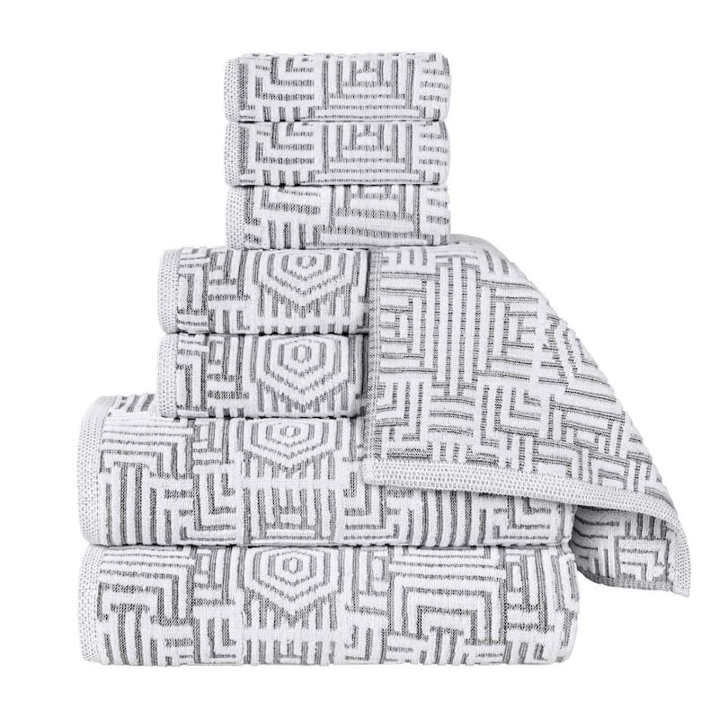 Superior Jasper Cotton Modern Jacquard Soft 8 Piece Bathroom Towel Set