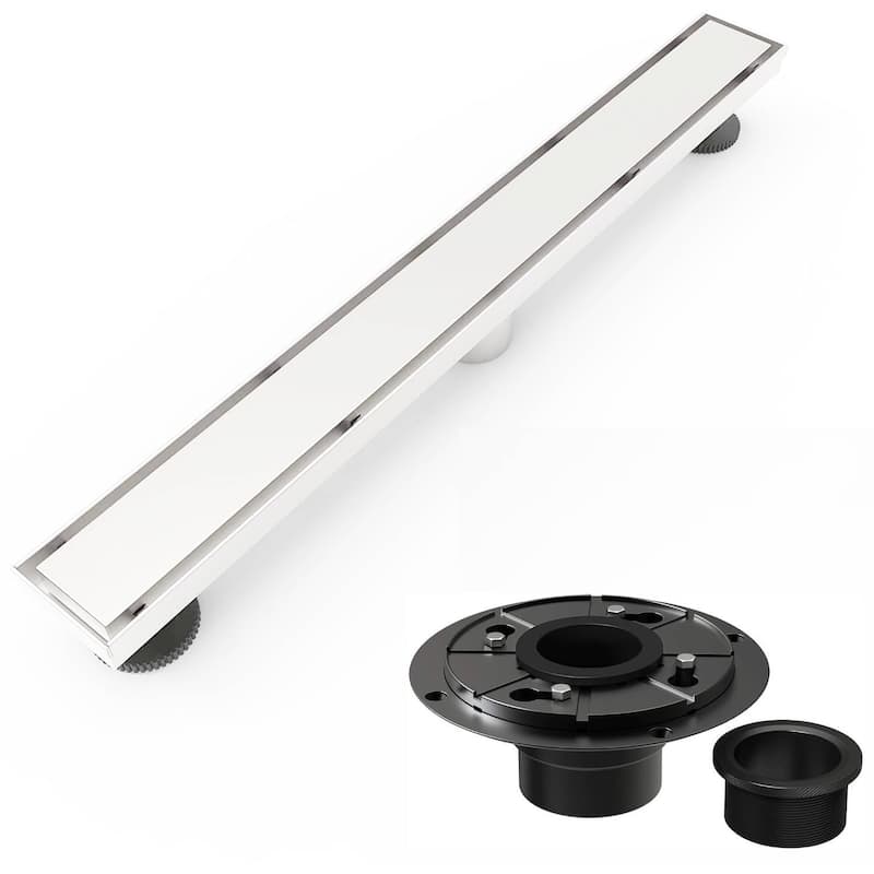 brushed nickel 24 inch linear shower drain with ABS base - 24 x 2.75