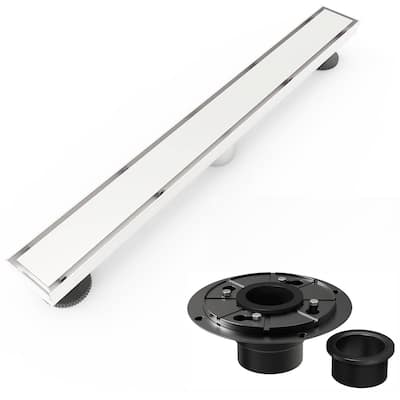 brushed nickel 24 inch linear shower drain with ABS base - 24 x 2.75