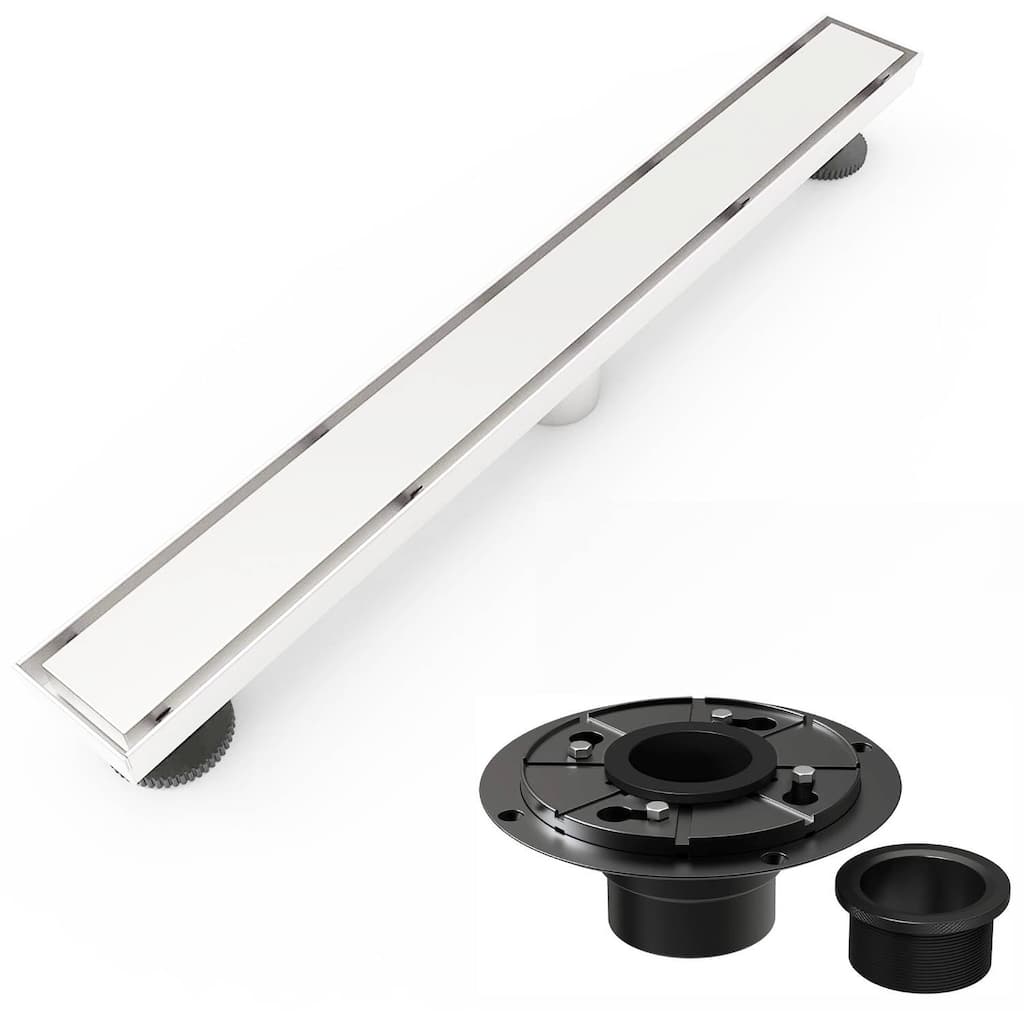 brushed nickel 24 inch linear shower drain with ABS base - 24 x 2.75