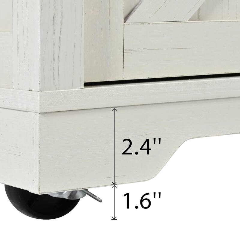 53.7" Farmhouse Rolling Kitchen Island with Power Outlet with Drop Leafng