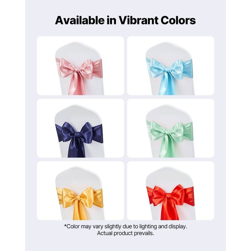 Satin Chair Ribbons for Wedding Reception Adjustable Fit for Folding Banquet and Chiavari Chairs