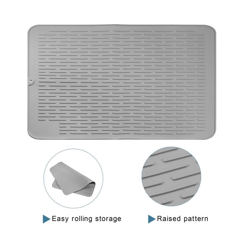 Silicone Dish Drying Mat Drainer Mat Kitchen Drying Board Pad 58x46cm - 58 x 46 x 0.5cm