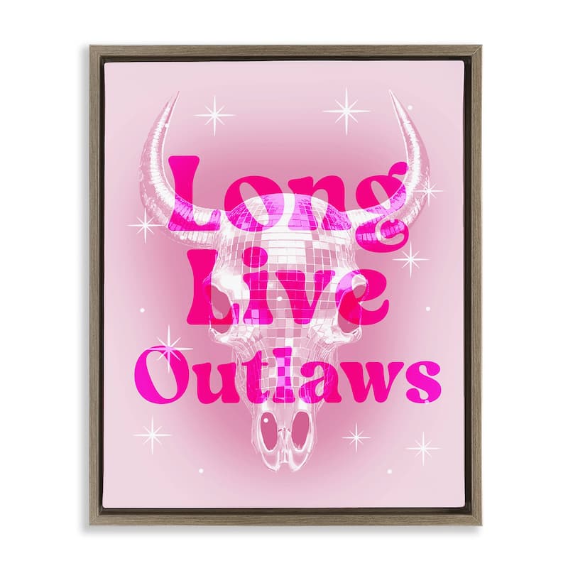 Stupell Glam Long Live Outlaws Framed Floater Canvas Wall Art Design By Lil' Rue - 17 x 21 - Brown