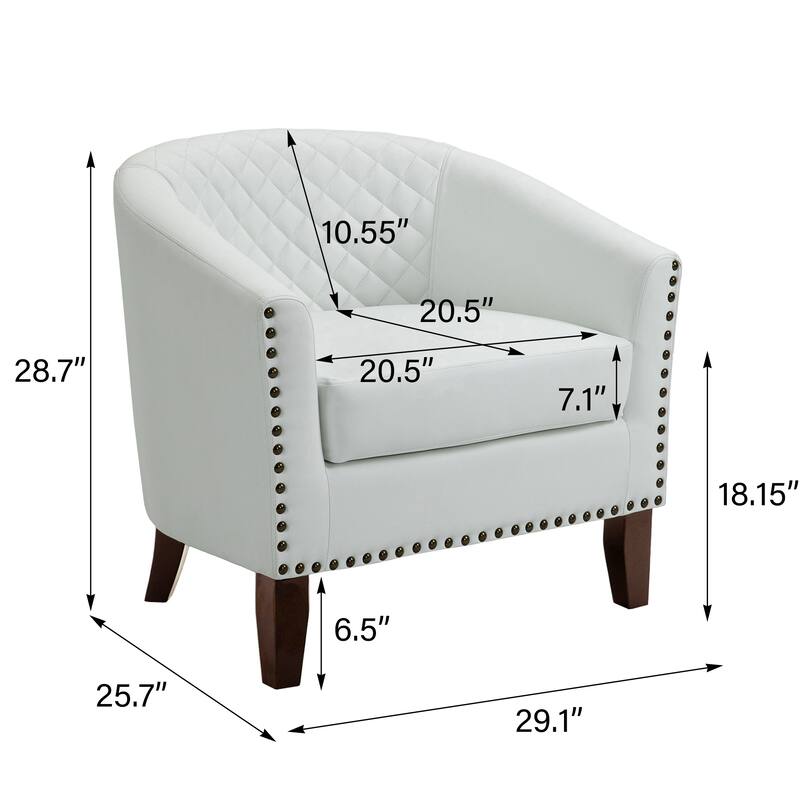 Modern Armchair Faux Leather Nailhead Trim Swivel Accent Chair