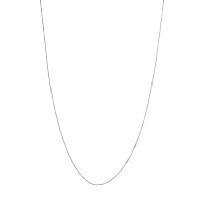 Curata 10k White Gold 0.42mm Box Chain Necklace (Spring Ring)