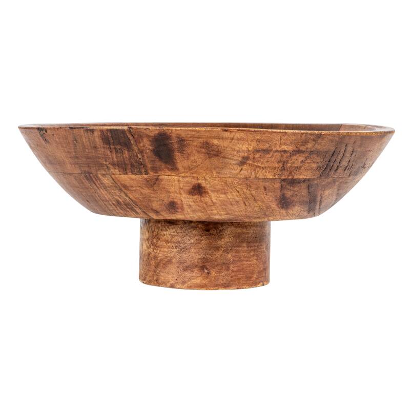 Mango Wood Footed Bowl, Walnut Finish